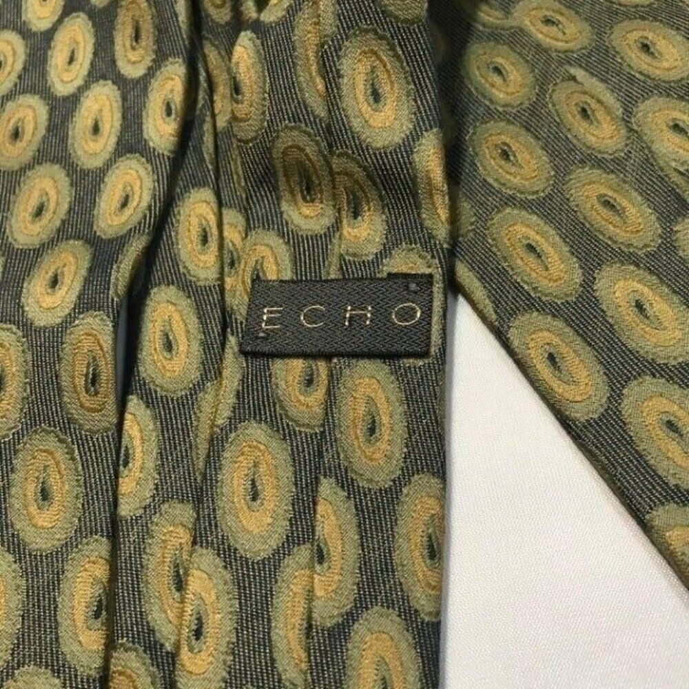 #1507 ECHO GREEN KHAKI SILK NECKTIE 56 IN X4 IN
